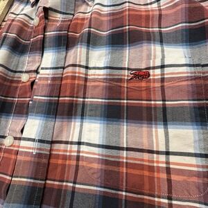 Perlis‎ Men's Sz Large Crawfish Embroidered Plaid Short Button Down Long Sleeve